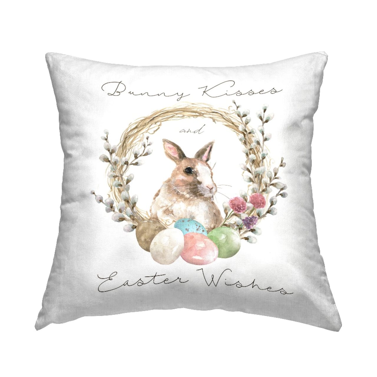 Stupell Industries Bunny Kisses Easter Wishes Decorative Printed Throw Pillow